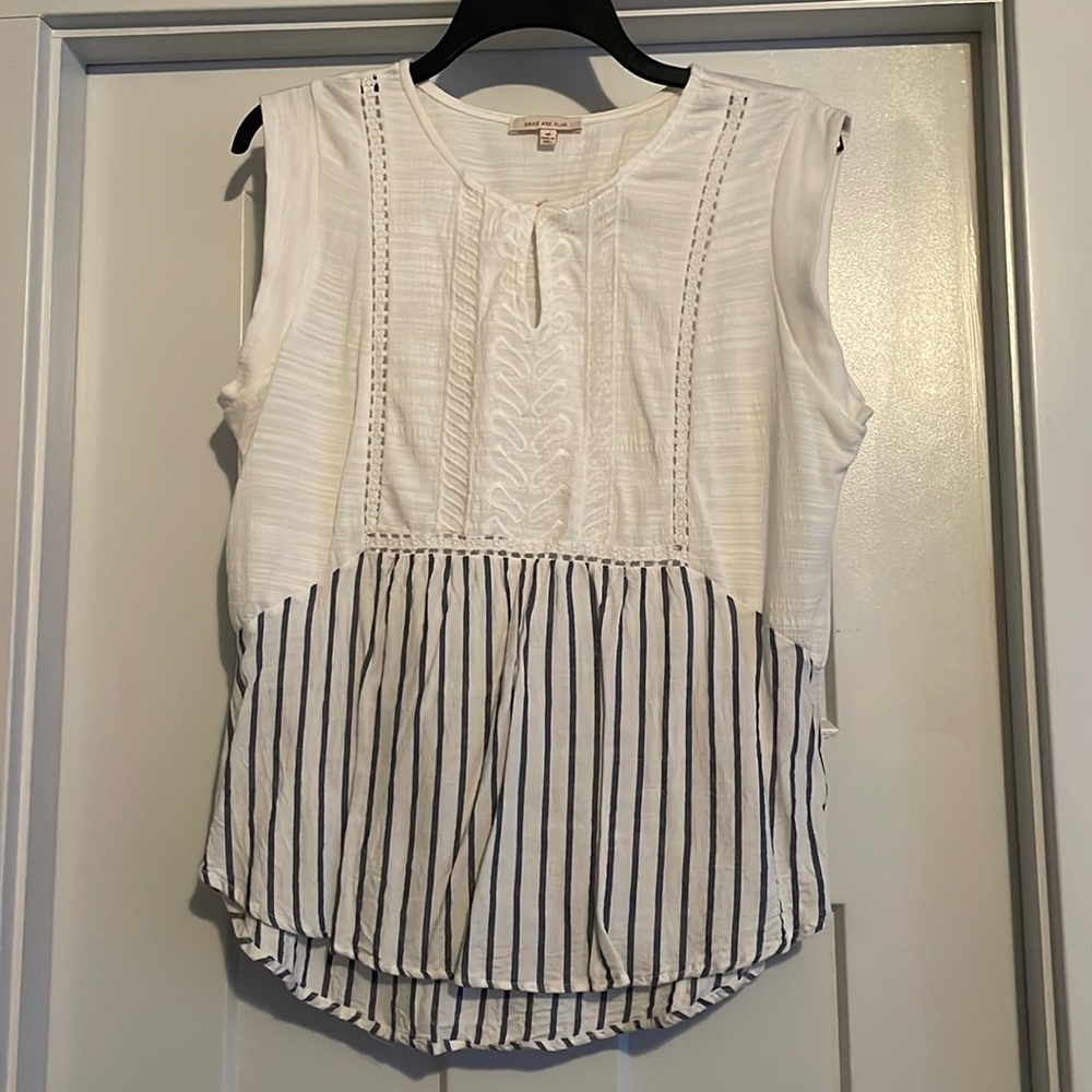 Skies are blue.  Blouse. Size M